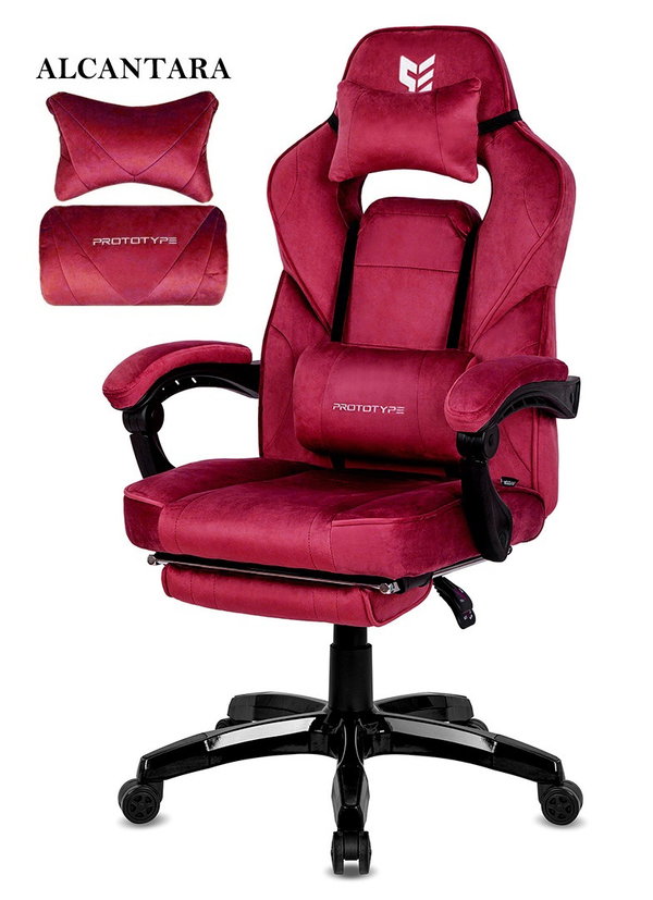 Fotel obrotowy do biurka TITAN BURGUNDY ALCANTARA PRO